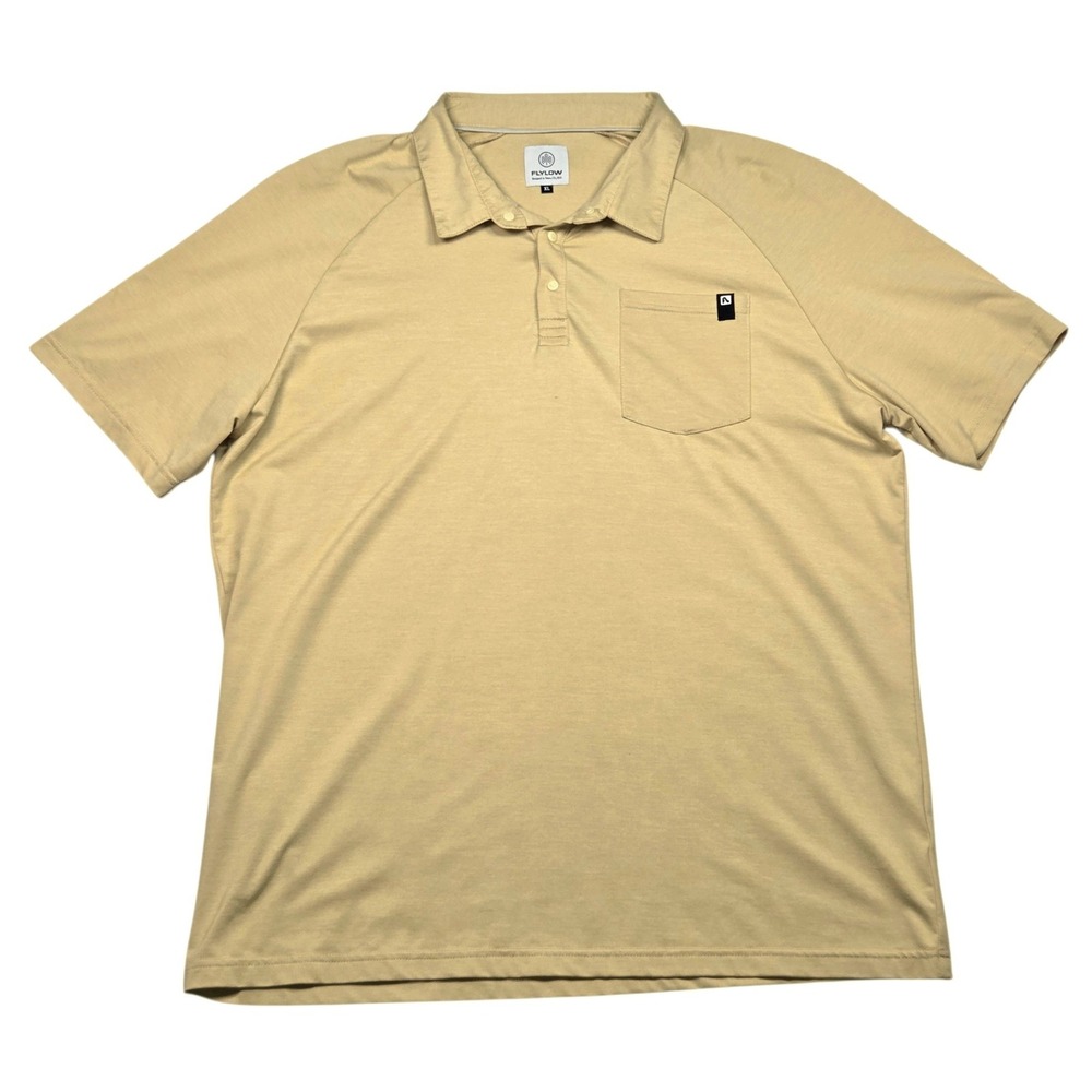 Flylow Polo Snap Button Shirt Mens XL Yellow Short Sleeve Pocket Performance